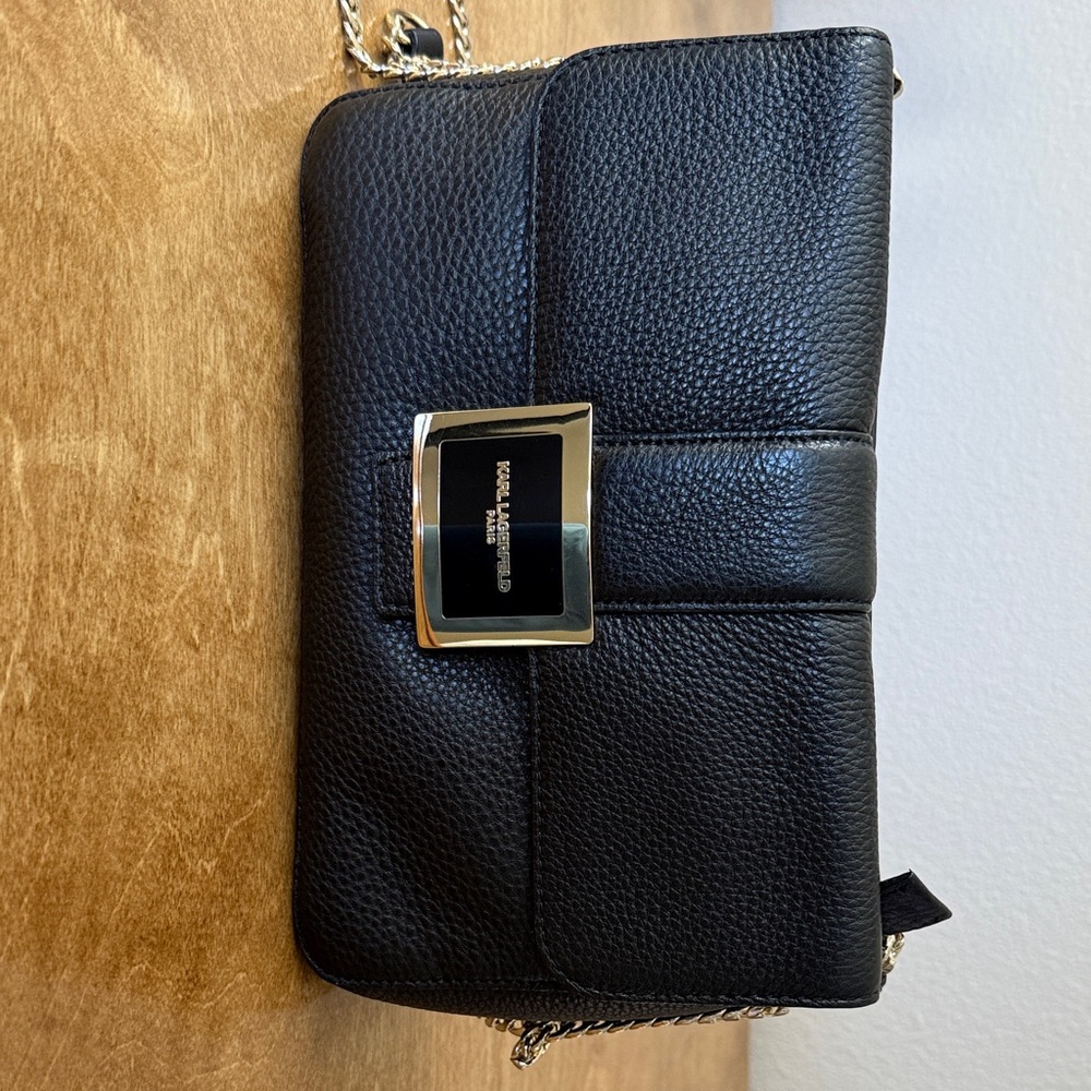 Karl Lagerfeld Black Clutch with Gold Accents